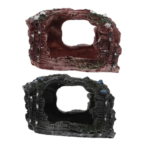Kisangel 2 Stück Resin Aquarium Höhlen Deko Zerbrochenes Versteck Fischtank Ornament Sicher für Fische und Garnelen Realistische Landschaft für Betta Fish Tank Decor von Kisangel
