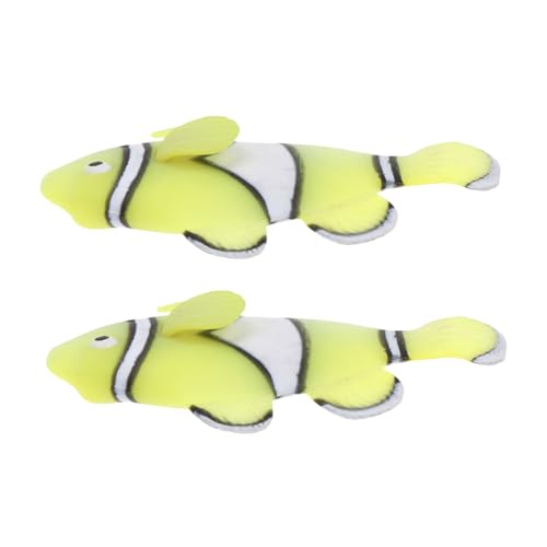 Kisangel 2 Stück Silikonbeschichtete Lebensechte Clownfisch-Dekoration für Aquarium Schwimmende Fisch-attrappen in Leuchtendem Gelb Farbbeständig und Einfach zu Reinigen für von Kisangel