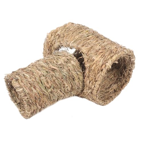Kisangel Gemütliches Versteck-Tunnel-Set Für Haustiere 2er-Pack Hamster-tunnelhaus Mit Versteck-Tunnel-Spielzeug Stroh Gewebt Für Meerschweinchen von Kisangel