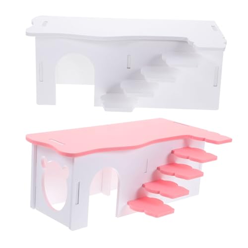 Kisangel 2 Stück Teiliges Hamsterhaus mit Leiter aus PVC Großes Kleintierversteck und Kletterspielzeug Komfortables Meerschweinchen Hamsterhaus für Käfigdekoration und Ruhebereich von Kisangel