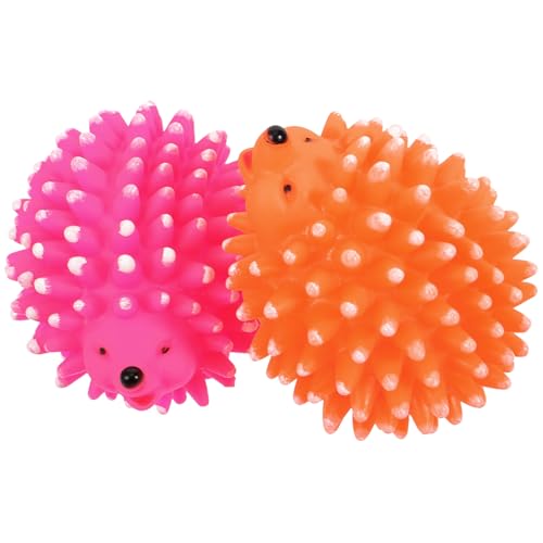 Kisangel 2 Stück Teiliges Latex Quietschspielzeug für Hunde Interaktives Verschleißfestes Kauspielzeug zur Zahnpflege Spielerisches Igel Design Geeignet für Welpen und Zufällige Farbe von Kisangel