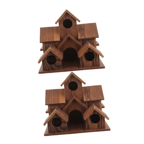 Kisangel 2 Stück Teiliges Rustikales Vogelhaus aus Holz mit Futterfunktion Wetterfestes Wildvogel-nistkasten Garten Terrasse Hinterhofdekoration und Natürliche Wildtierbeobachtung von Kisangel