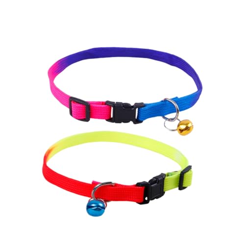 Kisangel 2 Stück Teiliges Verstellbares Haustierhalsband mit Glocke Langlebiges Nylon Bunte Farbauswahl Geeignet für Katzen und Kleine Hunde Komfortabler Sitz Akustische Zufällige Farbe von Kisangel