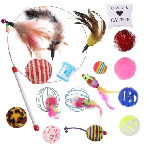 Kisangel 20stücke Teiliges Katzen-spielzeugset Mit Feder-Teaser-Sticks Interaktive Katzenangel Für Spiel Und Bewegung Für Gesunde Katzenaktivität von Kisangel