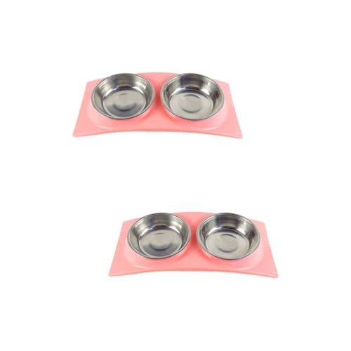 Kisangel 2St Essen Fressnapf für Haustiere Wasserspender für Haustiere petg Futternapf für Haustiere Wassernapf für Haustiere Puzzle Keramikmatte Hundefutter Halterung Reisen Zubringer Rosa von Kisangel