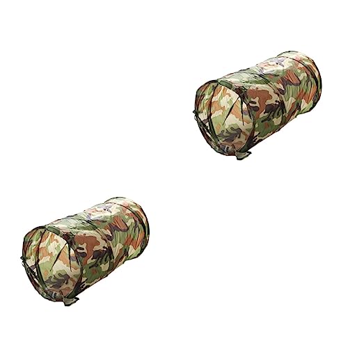 Kisangel 2stücke Katzen Spieltunnel Mit Löchern Klappbar Camouflage Grün Lustiges Katzenspielzeug Für Katzen Und Kleine Haustiere Für Aktives Spielen Und Unterhaltung von Kisangel