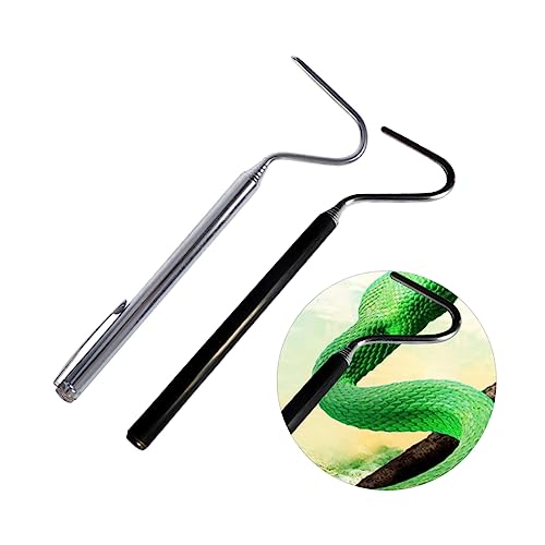 Kisangel 2er-Pack Schlangenhaken Aus Edelstahl 68 cm Reptilien-Terrarium-Werkzeug Schlangenfangzubehör Für Reptilienbecken von Kisangel
