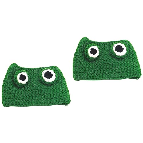 Kisangel 2St gestrickte Haustiermütze Frosch Hüte Halloweenkostüm Katzen Hut Gestrickte Hundemütze Kleidung Kleider Hunde Hut schöner Hut Strickmütze für Haustiere Modellieren Japan von Kisangel