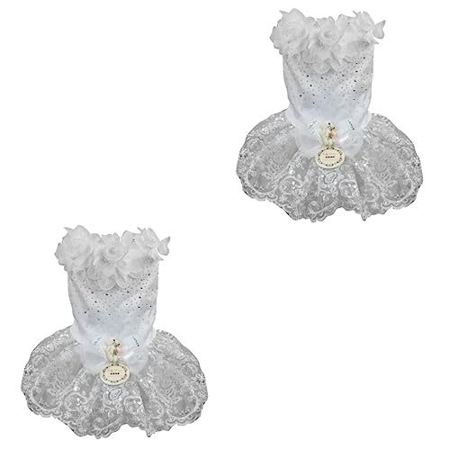 Kisangel 2st Haustier Hund Kleid Hundebekleidung Für Kleine Hunde Rock Hundekostüme Haustierkleidung Welpenkleid Halloween-kostüme Für Katzen Hunde-Outfits Weiß Hundekleidung Hündchen von Kisangel