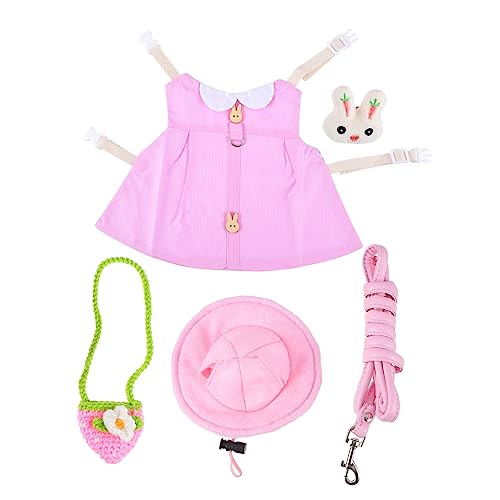 Kisangel 2st Kleidung Für Haustierkaninchen Mode Kleid Kleintierkleidung Hasen-zubehör-Set Minihüte Für Haustiere Welpenleine Hasenkleidung Kleine Hundeleine Weste Plüsch Hamster Rosa von Kisangel