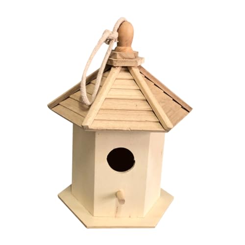 Kisangel 2St Vogelversteck Hütte Holzkirche Vogelhaus Sittich Wohnkultur Vogelkäfig hängendes Vogelnest Dekoration runden Kleiner Papagei Modell Vögel Spielzeug Bambus von Kisangel