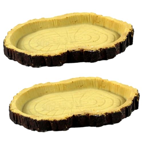 Kisangel 2stücke Terrarium Futter Wasserschale Aus Resin Für Reptilien Naturnahe Gestaltung Für Schildkröten Eidechsen Und Kriechtiere Füttern Und Trinken von Kisangel