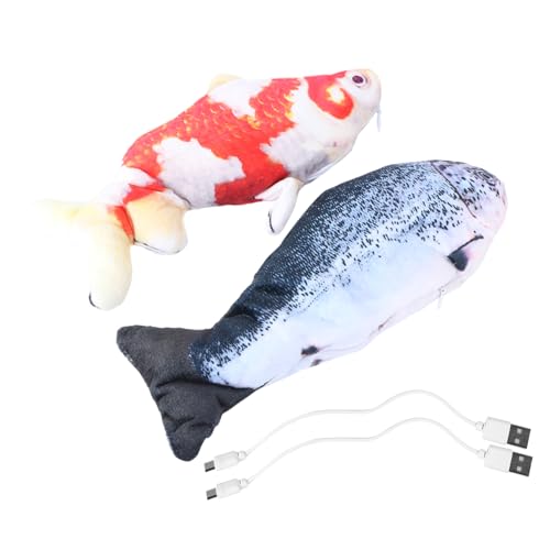Kisangel 2pcs Elektrische Fisch Spielzeug Plüsch Karpfen Lachs Necken Spielzeug für Indoor Katzen Kisangel 2pcs Elektrische Fisch Spielzeug Plüsch Karpfen Lachs Necken Spielzeug für Indoor Katzen von Kisangel