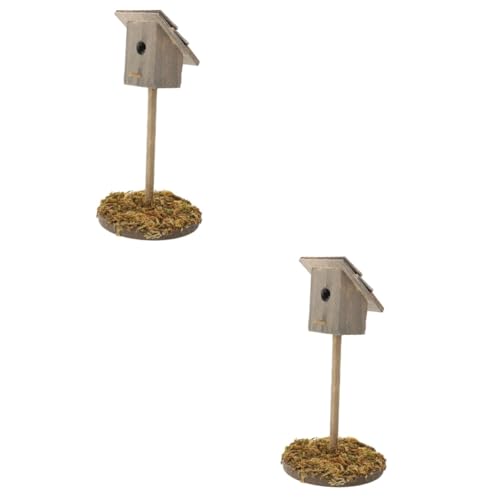 Kisangel 2st Simuliertes Vogelhaus Papageienhaus Aus Holz Wohnaccessoires Für Zu Hause Mini-Werkzeuge Kinder Terrarium Vogelhaus Aus Naturholz Dekor Baby Hölzern Container von Kisangel