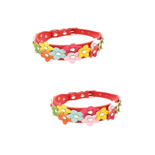 Kisangel 2stücke Verstellbares Pu- Mit Bunten Blumen Für Hunde Und s Rot Robustes Design Für Stilvolle Haustier-ausrüstung Kisangel 2stücke Verstellbares Pu- Mit Bunten Blumen Für Hunde Und s Rot Robustes Design Für Stilvolle Haustier-ausrüstung von Kisangel