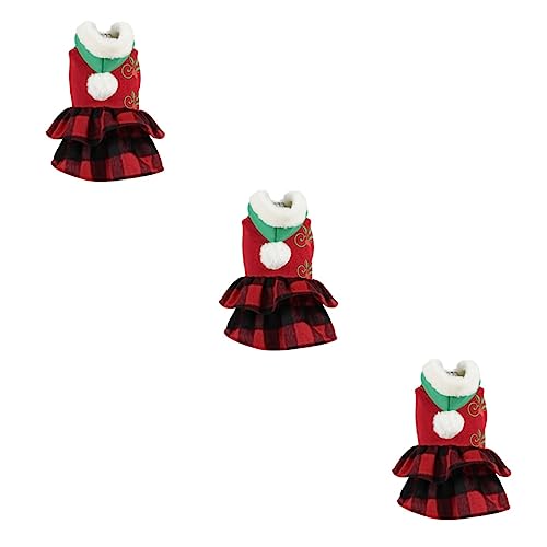 Kisangel 3 STK Haustier-Hund-Weihnachts-verwandlungskostüm Welpenkostüme Weihnachtsoutfit Für Hunde Weihnachten Hundekleidung Santa Hund Weihnachtskostüm Der Hund Combo-Platte Polyester Rot von Kisangel