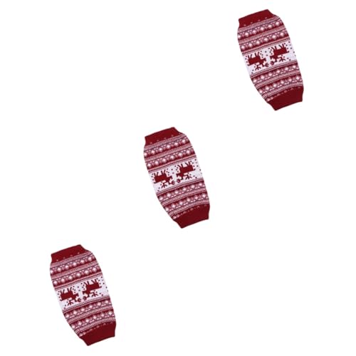 Kisangel 3 STK Warmer Pullover Mit Rollkragen Für Haustiere Kleine Hunde-Outfits Rentier-hundepullover Süße Hundekleidung Haustier Hund Weihnachten Strickpullover Wollmantel Warm Halten Rot von Kisangel