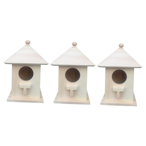 Kisangel 3 Stück Vogelhäuschen für Wildvögel Vogelhäuschen Aus Holz für Draußen Nest-futterkäfig für Ziervögel Bequem und Kisangel 3 Stück Vogelhäuschen für Wildvögel Vogelhäuschen Aus Holz für Draußen Nest-futterkäfig für Ziervögel Bequem und von Kisangel
