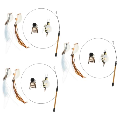 Kisangel 3sätze Katzen Spielzeug Interaktive Katzenangel Mit Ersatzköpfen Für Indoor Katzen Leicht Und Tragbar Für Gemeinsames Spielen Und Unterhaltung von Kisangel
