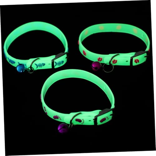 Kisangel 3 Stück Fluoreszierendes Haustierhalsband Teiliges mit Glöckchen Kleine Hundehalsbänder Nachtleuchtend Lost Komfortabel Hautfreundlich Geeignet für Katzen und Zufällige Farbe von Kisangel