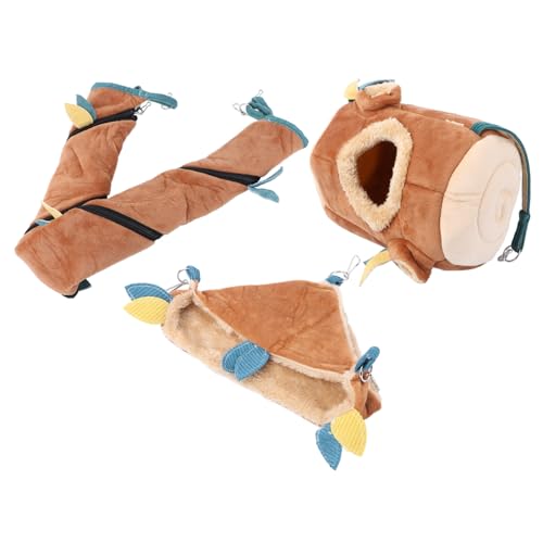 Kisangel 3 Stück Teiliges Hamster schaukelspielzeug aus Sicherem Material mit Waldmotiv Holzdesign Hängematte für Kleintiere Fördert Bewegung und Wohlbefinden für Zwerghamster und von Kisangel