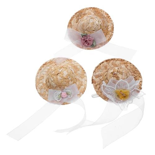 Kisangel 3 Stück Teiliges Mini Haustierhut- Niedliche Kleine Tierhüte aus Gewebtem Material Geeignet für Hamster Hühner Papageien und Vögel mit Floralen Designs für Partys Geburtstage und von Kisangel