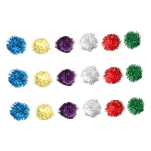 Kisangel 36 STK Katzenspielzeug Glitter Ball plüschball Spielzeug für Haustiere Knisterbälle Spielzeuge Katze Lametta Pompons Spielzeugball für Haustiere Metall Glitzerkugeln von Kisangel