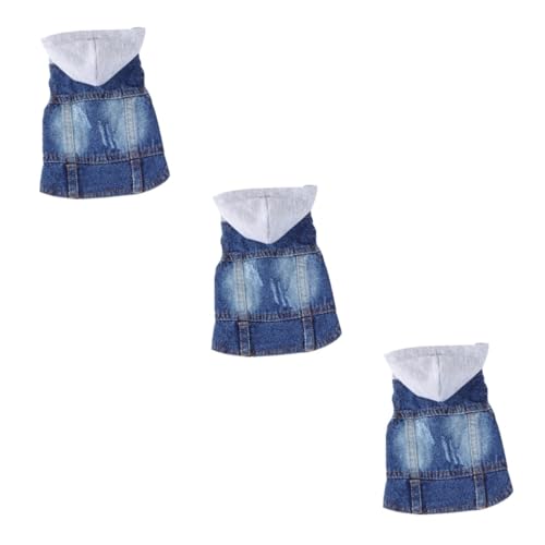 Kisangel 3St Hundebekleidung Jeansweste für Haustiergeburtstag Vintage-Shirts Haustierzubehör hundemantel Dog Raincoat Tanktops Kleider Haustierkleidung Jeansjacke Hut Weiß von Kisangel