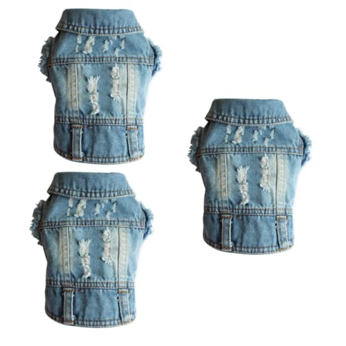 Kisangel 3st Weste Für Hunde Jeansweste Denim-hundewesten Denim-Tanktop Haustierkleidung Hundekleidung Haustier Hund Jacke Kleider Muskelshirt Tanktops Winter Kleid Der Hund von Kisangel