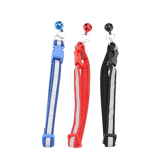 Kisangel 3er-Pack Reflektierende Glocken Für Katzen- Und Hundehalsbänder Verstellbare Länge 19–32 cm Rot/schwarz Sicher von Kisangel