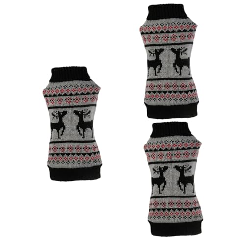 Kisangel 3-teiliges Weihnachtskostüm Für Hunde Weihnachtsoutfit Für Haustiere Elastischer Hundepullover Mit Hirschmuster Warme Haustierkleidung Größe S Schwarz Leicht Zu Tragen von Kisangel