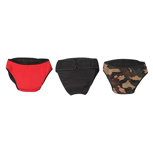 Kisangel Hundehöschen Aus Baumwolle 3er-Pack Haustierwindeln Wiederverwendbare Höschen Bequem Leicht Zu Tragen Schwarz/rot/Camouflage Kisangel Hundehöschen Aus Baumwolle 3er-Pack Haustierwindeln Wiederverwendbare Höschen Bequem Leicht Zu Tragen Schwarz/rot/Camouflage von Kisangel