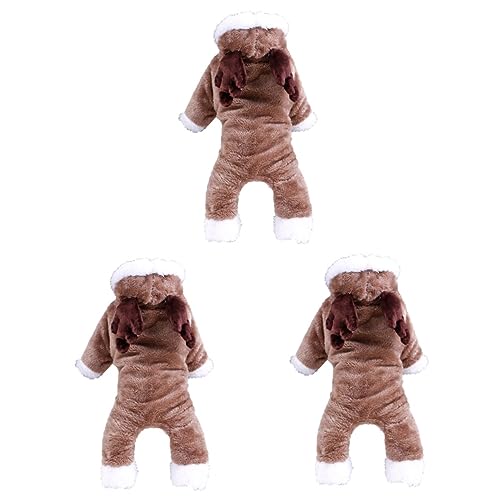 Kisangel 3St Winterkleidung für Haustiere Haustiermantel Hund Tuch Herbst-Winter-Hoodies Kostü für Winter Kleidung Tier kostü Kleider Hundekleid Haustierkleidung Elch Welpen Jacke mit Hut von Kisangel