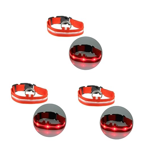 Kisangel 3st Blinkendes Haustierhalsband Geführte Nachtsicherheitshalsband Für Haustiere Blinkende Kragen Leuchtende Hundehalsband Siebdruck Rot Led von Kisangel