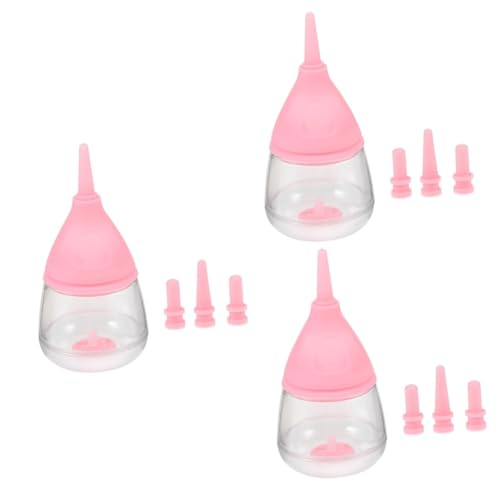 Kisangel 3St PET-Flasche Haustier Babyflasche für Welpen Kätzchenflaschen Wasserflaschen der Hund Stillgerät Kleine Tiere Nuckelflasche neugeboren Tierfutter Kieselgel Rosa von Kisangel