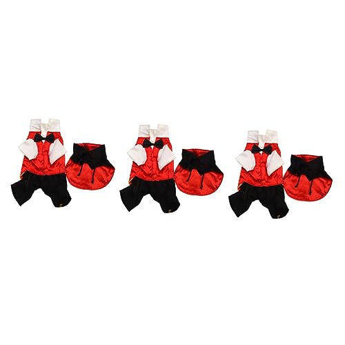 Kisangel 3st Verwandlungskostüm Für Haustiere Hexenmantel Hunde-Halloween-kostüm Kleine Hundekleidung Hexenhemd Party-hundetuch Kleider Für Den Winter Haustierzubehör Rot Shirt Hündchen von Kisangel