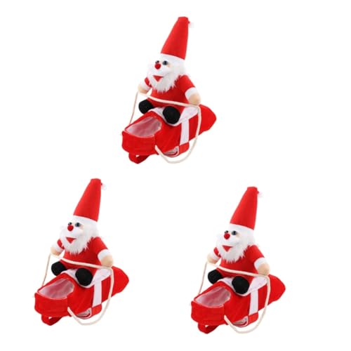 Kisangel 3st Weihnachtspuppe Reitanzug Hundereitkostüm Santa Hundekostüm Warme Jacke Warmer Mantel Weihnachtsmann-Haustier-Outfits Weihnachtskatzenmantel Hund Winter Kleiner Hund Kleidung von Kisangel