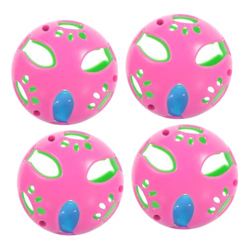 Kisangel Katzenspielzeug Ball mit Glocke 4Er-Pack Interaktives Kunststoffspielzeug für Katzen Rollball zur Bewegung und Beschäftigung Zufällige Farbe von Kisangel