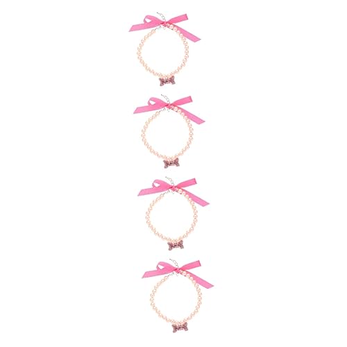 Kisangel 4 Stück Haustierhalsband Perlenkette pet Supplies Strassschmuck Haustierschmuck eine Halskette Halsketten Perlenhalsband für Welpen Katzenzubehör Haustier Katze schmücken Anhänger von Kisangel