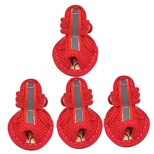 Kisangel 4stücke Haustier Schuhe Für Hunde Atmungsaktive rutschfeste Sandalen Für Kleine Und Mittlere Hunde Bequemes Design Für Outdoor-aktivitäten Wie Park Strand Und Wandern Rote von Kisangel