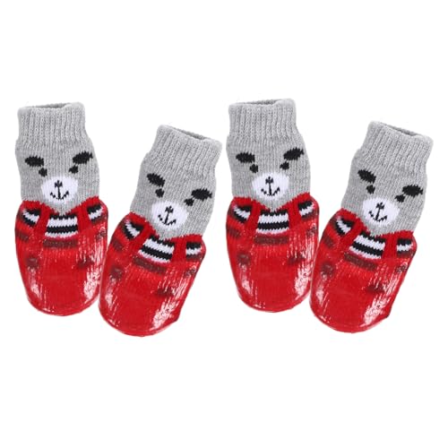 Kisangel Haustierschuhe Hundesocken Katzensocken 4 Paar – Hundestiefel für Hartholzböden von Kisangel