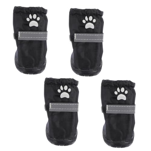 Kisangel 4 Stück Hundeschuhe rutschfeste Regenstiefel für Kleine und Mittlere Hunde Reflektierende Pfotenschutz Schuhe für Outdoor Aktivitäten Schwarz von Kisangel