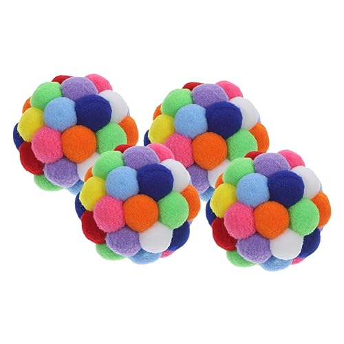 Kisangel 4 Stück Interaktives Katzenspielzeug Bunte Glockenbälle Elastische Spielbälle für Katzen und Kätzchen Fördert Krallenpflege und Bewegung Geeignet für Zuhause und Tierbedarf von Kisangel