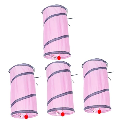 Kisangel 4 Stück Katzentunnelspielzeug Aus Rosafarbenem Polyester Einlagig Heimtierbedarf von Kisangel