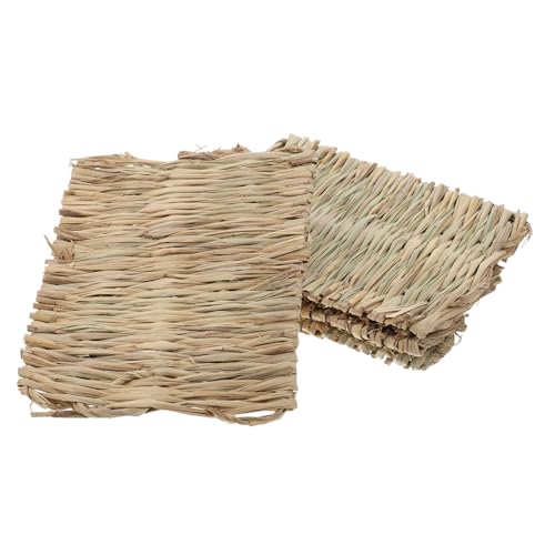 Kisangel 4 Stück Nestauflage Futtermatte Nestmatte Große Gewebte Grasmatte Für Haustiere Kaninchen Ruhematte Hamster-futterbett Taubengrasnest Hasenbettfutter Khaki Stroh von Kisangel