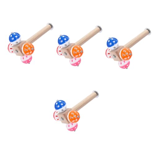 Kisangel 4stücke Papageien Sitzstange Mit Rotationsball Holz Spielzeug Für Vogelkäfig Komfortable Und Strukturierte Oberfläche Für Wellensittiche Und Andere Vögel Fördert von Kisangel
