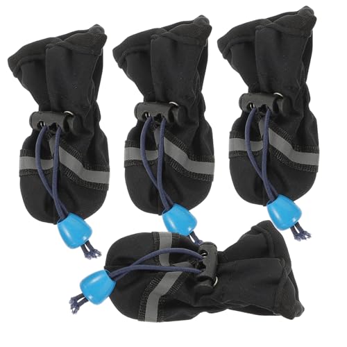 Kisangel 4 Stück Teiliges wasserdichte Hundeschuhe aus Atmungsaktivem Material rutschfeste Pfotenschutzschuhe für Outdoor und Indoor Schwarz Praktischer Schutz gegen Zufällige Farbe von Kisangel