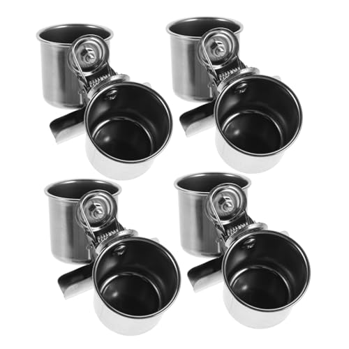 Kisangel 4 Stück Vogelschalen mit Klemmhalter für Papageien Spillproof Futter und Wasserschalen für Käfige von Kleinen Tieren von Kisangel