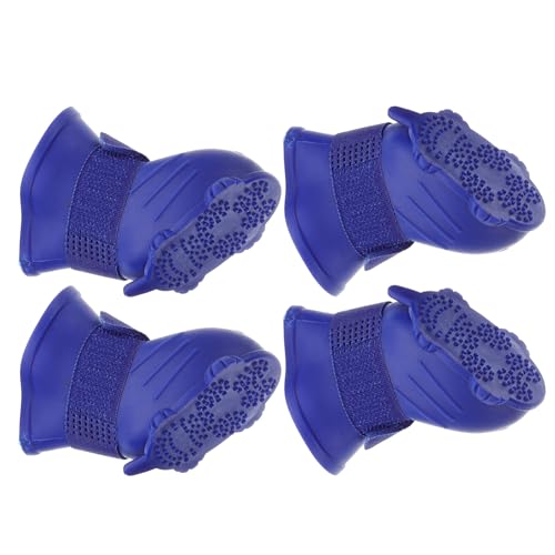 Kisangel 4 Stück wasserdichte Hunderegenstiefel aus Gummi rutschfeste Pfotenschutzschuhe für Kleine und Mittelgroße Hunde Langlebige Komfortable Outdoor schuhüberzüge für Nasse und von Kisangel