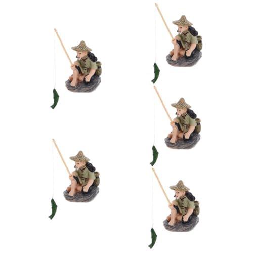 Kisangel 5st Angelsteingarten Für Ältere Menschen Schlammmänner-skulptur Bonsaischalen-skulpturen Asiatisches Zen- Fischergartenstatue Mini-fischerstatue Für Aquarien PVC von Kisangel